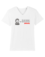 NU SUNT DESTEPT, DAR CAND MA UIT IN JUR PRIND CURAJ - citat Ion Creanga Tricou mânecă scurtă guler V Bărbat Presenter