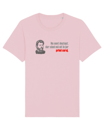 NU SUNT DESTEPT, DAR CAND MA UIT IN JUR PRIND CURAJ - citat Ion Creanga Cotton Pink
