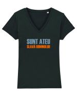 SUNT ATEU, SLAVA DOMNULUI! Tricou mânecă scurtă guler V Damă Evoker