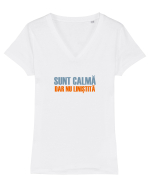 SUNT CALMA, DAR NU LINISTITA Tricou mânecă scurtă guler V Damă Evoker
