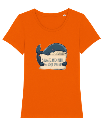 SALVATI ANIMALELE, MANCATI OAMENI - umor absurd - balena Bright Orange