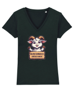 SALVATI ANIMALELE, MANCATI OAMENI - umor absurd - capra Tricou mânecă scurtă guler V Damă Evoker