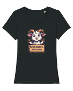 SALVATI ANIMALELE, MANCATI OAMENI - umor absurd - capra Tricou mânecă scurtă guler larg fitted Damă Expresser