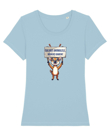 SALVATI ANIMALELE, MANCATI OAMENI - umor absurd - cerb / caprioara Sky Blue