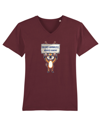 SALVATI ANIMALELE, MANCATI OAMENI - umor absurd - cerb / caprioara Burgundy
