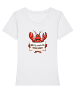 SALVATI ANIMALELE, MANCATI OAMENI - umor absurd - creveti / homari / raci Tricou mânecă scurtă guler larg fitted Damă Expresser