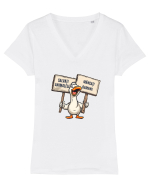 SALVATI ANIMALELE, MANCATI OAMENI - umor absurd - gasca Tricou mânecă scurtă guler V Damă Evoker