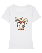 SALVATI ANIMALELE, MANCATI OAMENI - umor absurd - gasca Tricou mânecă scurtă guler larg fitted Damă Expresser
