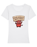 SALVATI ANIMALELE, MANCATI OAMENI - umor absurd - mistret Tricou mânecă scurtă guler larg fitted Damă Expresser