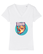 SALVATI ANIMALELE, MANCATI OAMENI - umor absurd - peste Tricou mânecă scurtă guler V Damă Evoker