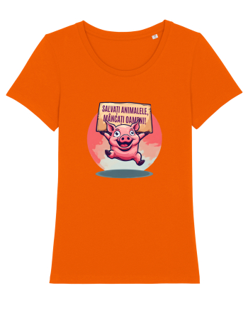 SALVATI ANIMALELE, MANCATI OAMENI - umor absurd - porc Bright Orange