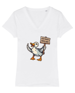 SALVATI ANIMALELE, MANCATI OAMENI - umor absurd - rata Tricou mânecă scurtă guler V Damă Evoker