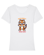SALVATI ANIMALELE, MANCATI OAMENI - umor absurd - tigru Tricou mânecă scurtă guler larg fitted Damă Expresser