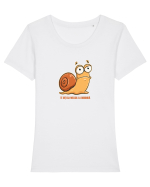 TE UITI CA MELCUL LA BORDURA  Tricou mânecă scurtă guler larg fitted Damă Expresser
