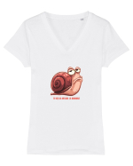 TE UITI CA MELCUL LA BORDURA 2 Tricou mânecă scurtă guler V Damă Evoker
