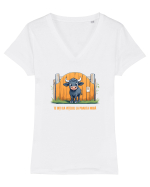 TE UITI CA VITELUL LA POARTA NOUA 1 Tricou mânecă scurtă guler V Damă Evoker