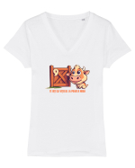 TE UITI CA VITELUL LA POARTA NOUA 2 Tricou mânecă scurtă guler V Damă Evoker