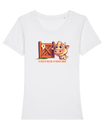 TE UITI CA VITELUL LA POARTA NOUA 2 Tricou mânecă scurtă guler larg fitted Damă Expresser