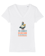 VA LAUDATI CA AVETI BANI, DAR VA ARUNCA PORUMBEII  PAINE Tricou mânecă scurtă guler V Damă Evoker