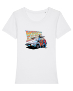WHERE WE`RE GOING, WE DON`T NEED ROADS Tricou mânecă scurtă guler larg fitted Damă Expresser