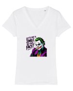LET`S PUT A SMILE ON THAT FACE! 2 Tricou mânecă scurtă guler V Damă Evoker