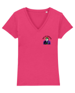 WHY SO SERIOUS? DE CE ESTI ASA SERIOS / SERIOASA? - lateral Tricou mânecă scurtă guler V Damă Evoker