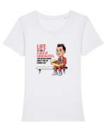 LIFE IS LIKE A BOX OF CHOCOLATES Tricou mânecă scurtă guler larg fitted Damă Expresser