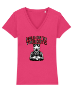 HOLD ON TO YOUR BUTTS -T - REX - dinozaur cu telefon Tricou mânecă scurtă guler V Damă Evoker