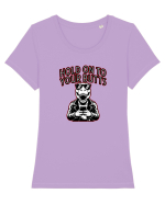 HOLD ON TO YOUR BUTTS -T - REX - dinozaur cu telefon Tricou mânecă scurtă guler larg fitted Damă Expresser
