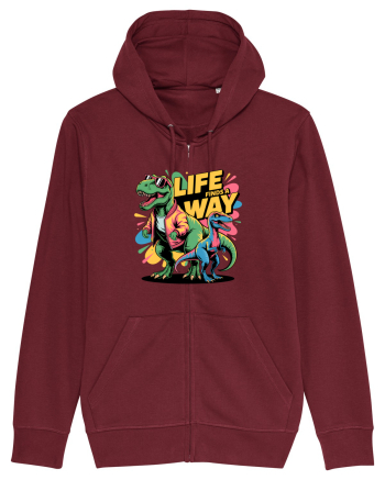 LIFE FINDS A WAY - T - REX - dinozaur  Burgundy