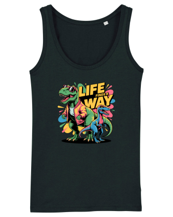 LIFE FINDS A WAY - T - REX - dinozaur  Black