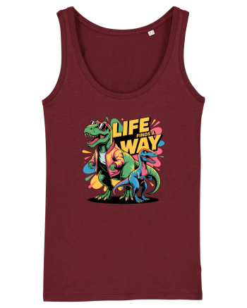 LIFE FINDS A WAY - T - REX - dinozaur  Burgundy