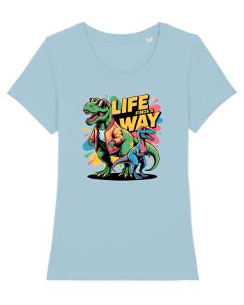 LIFE FINDS A WAY - T - REX - dinozaur  Sky Blue