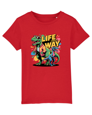 LIFE FINDS A WAY - T - REX - dinozaur  Red