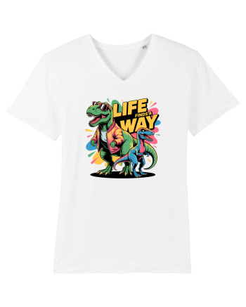 LIFE FINDS A WAY - T - REX - dinozaur  White