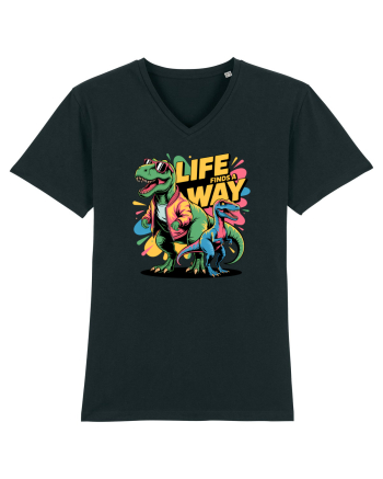 LIFE FINDS A WAY - T - REX - dinozaur  Black