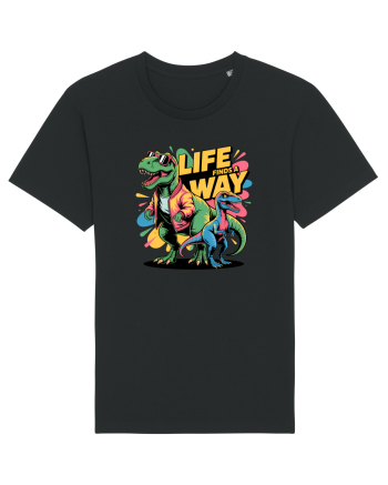 LIFE FINDS A WAY - T - REX - dinozaur  Black