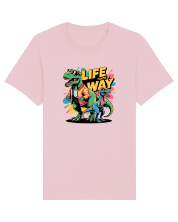 LIFE FINDS A WAY - T - REX - dinozaur  Cotton Pink
