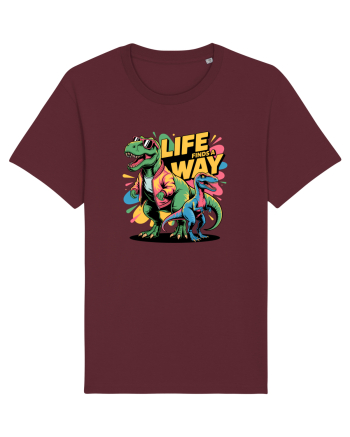 LIFE FINDS A WAY - T - REX - dinozaur  Burgundy