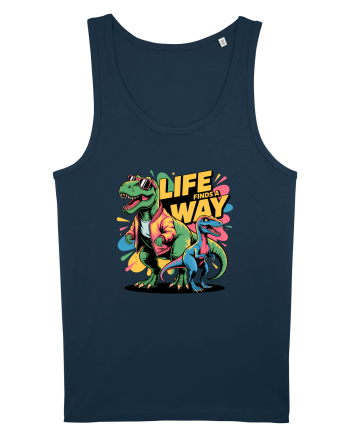 LIFE FINDS A WAY - T - REX - dinozaur  Navy
