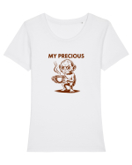 MY PRECIOUS - COFFEE - CAFEA Tricou mânecă scurtă guler larg fitted Damă Expresser