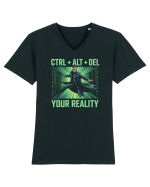 CTRL + ALT + DEL YOUR REALITY - STERGE-TI REALITATEA Tricou mânecă scurtă guler V Bărbat Presenter