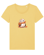 Owl-bufnita Tricou mânecă scurtă guler larg fitted Damă Expresser
