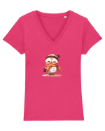 Owl-bufnita Tricou mânecă scurtă guler V Damă Evoker