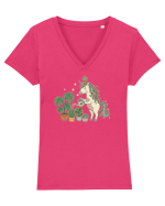 Pentru iubitorii de plante si unicorni Tricou mânecă scurtă guler V Damă Evoker