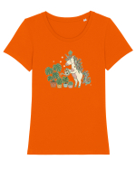 Pentru iubitorii de plante si unicorni Tricou mânecă scurtă guler larg fitted Damă Expresser