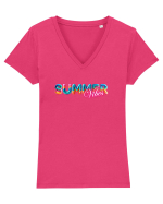 Summer vibes  Tricou mânecă scurtă guler V Damă Evoker