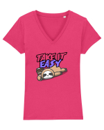 Take IT easy  Tricou mânecă scurtă guler V Damă Evoker