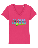 Aloha Hawaii  Tricou mânecă scurtă guler V Damă Evoker