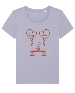 Love you  Tricou mânecă scurtă guler larg fitted Damă Expresser